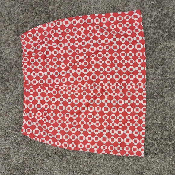 Boden cotton a-line mini skirt - 8 - red-orange white abstract medallion print - Picture 3 of 10